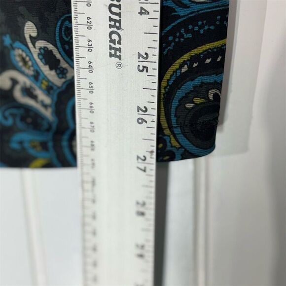 Notations Blue Paisley Surplice Top L Made in USA | Boho Y2K Stretch Blouse - Picture 5 of 8